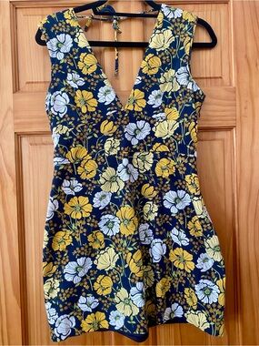 Zara Trafaluc Floral Jacquard Mini Dress Open Back Size L Runs Small